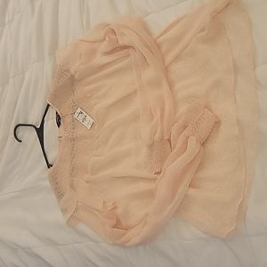 Express Long Sleeve Peach and White Boho Blouse